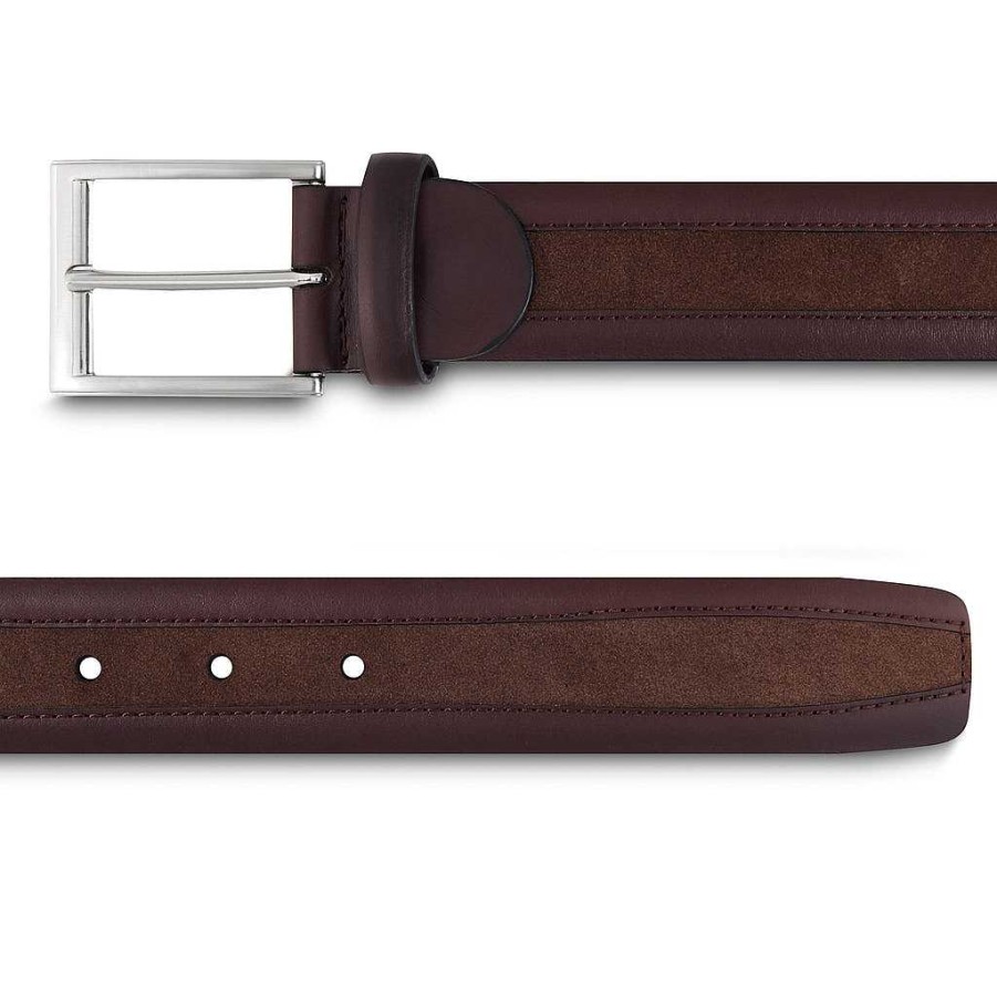 LodinG Men'S Belt In Smooth Leather And Brown Suede Calfskin Best