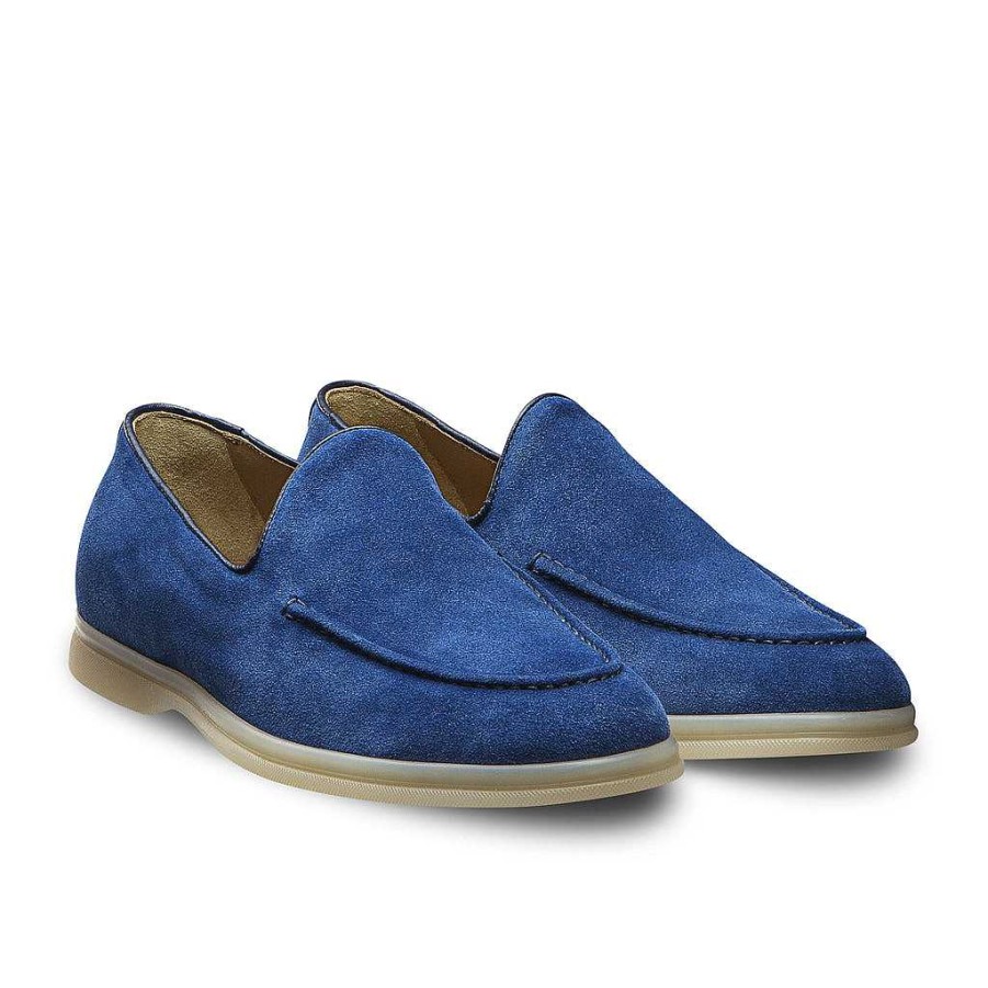 LodinG Summer Moccasin Blue Suede Calfskin Siena Rubber Sole 398 Online