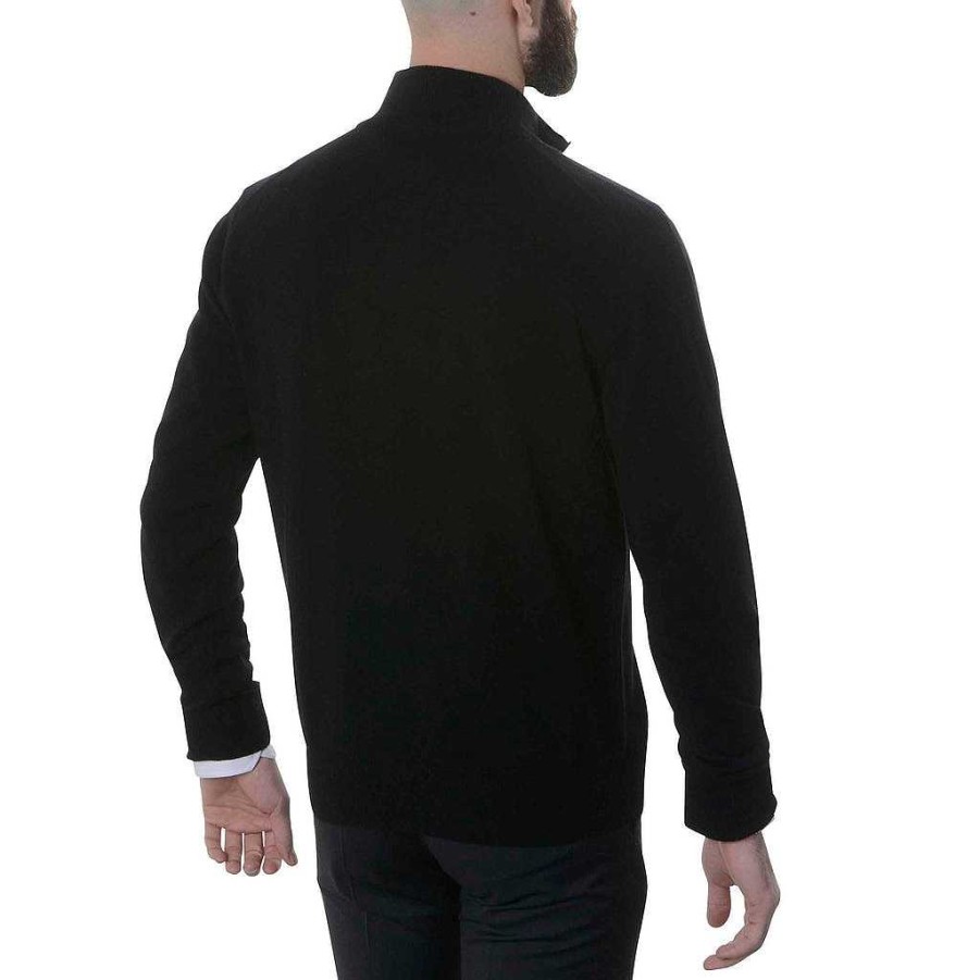 LodinG 100% Cashmere Sweater With Two-Tone Zip Collar Black / Gray Wholesale