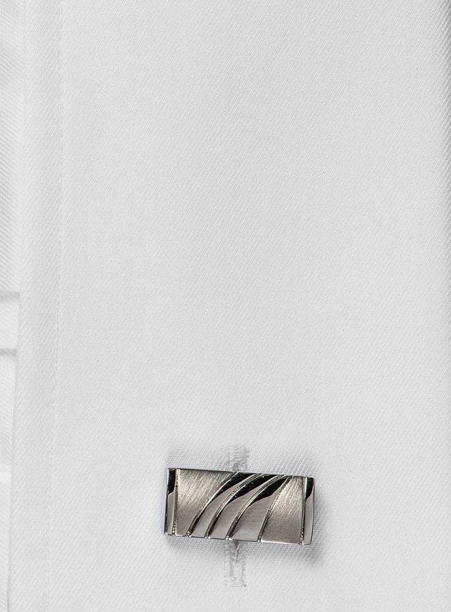 LodinG Brushed And Polished Rectangle Metal Cufflinks Clearance