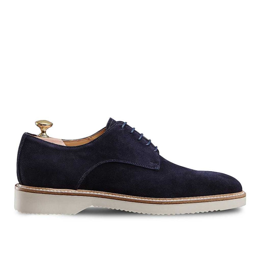 LodinG Derby Galdo 394 Navy Blue Suede Calfskin Best