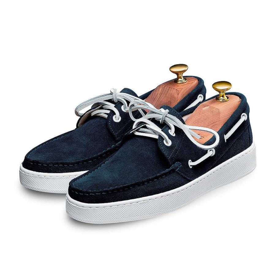 LodinG Torca 1102 Boat Shoes In Navy Blue Suede Calfskin Best