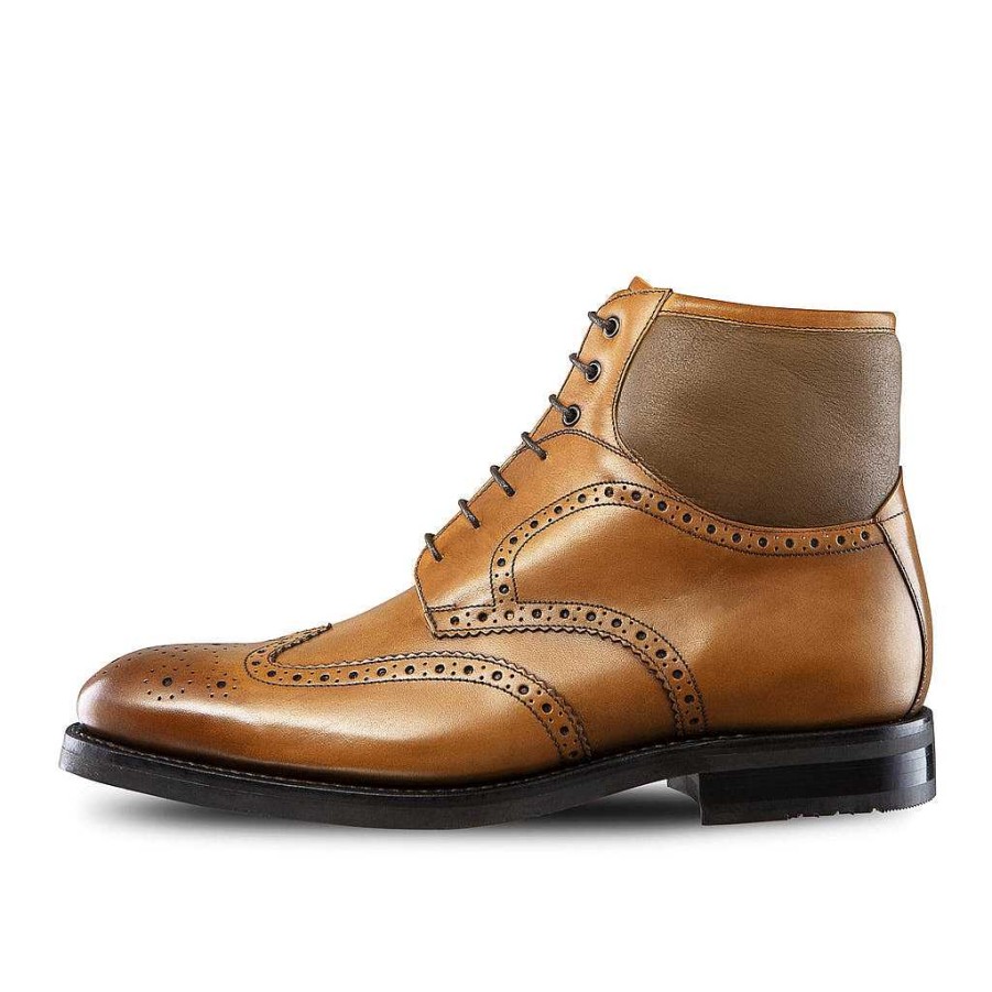 LodinG Taimyr Lined Brogue Ankle Boots 322 Armagnac New