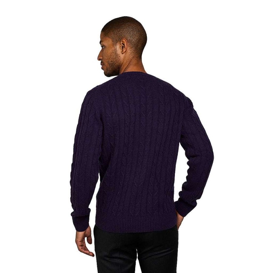 LodinG Purple Wool And Cashmere Cable Sweater New