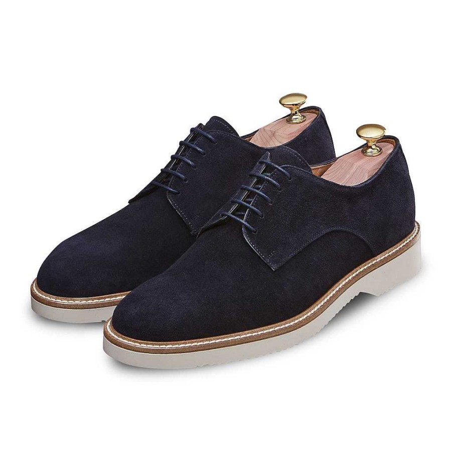 LodinG Derby Galdo 394 Navy Blue Suede Calfskin Best