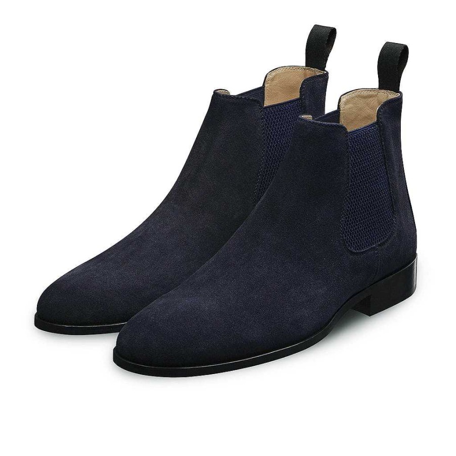 LodinG Low Boots Shoji 1008 Navy Blue Suede Calfskin Clearance