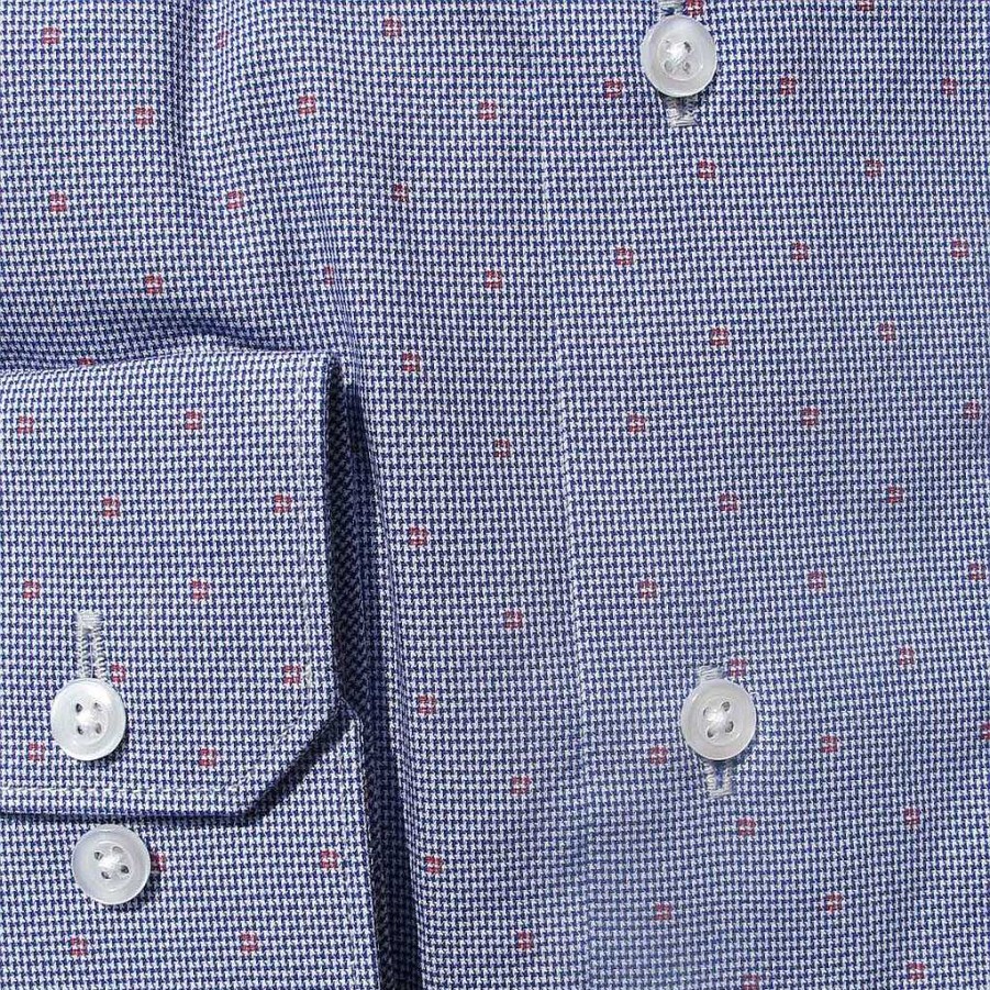 LodinG Cintree Micro Houndstooth Blue And Red Pattern Shirt Wholesale