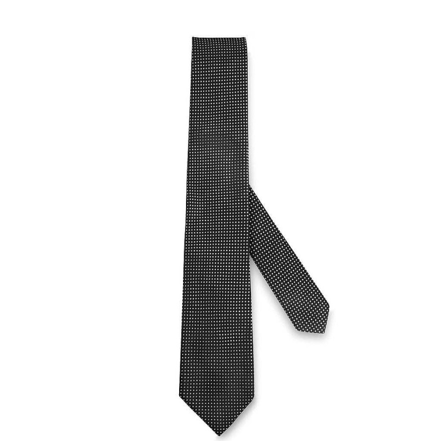 LodinG Polka Dot Tie In Pure Silk Black With White Dots Online