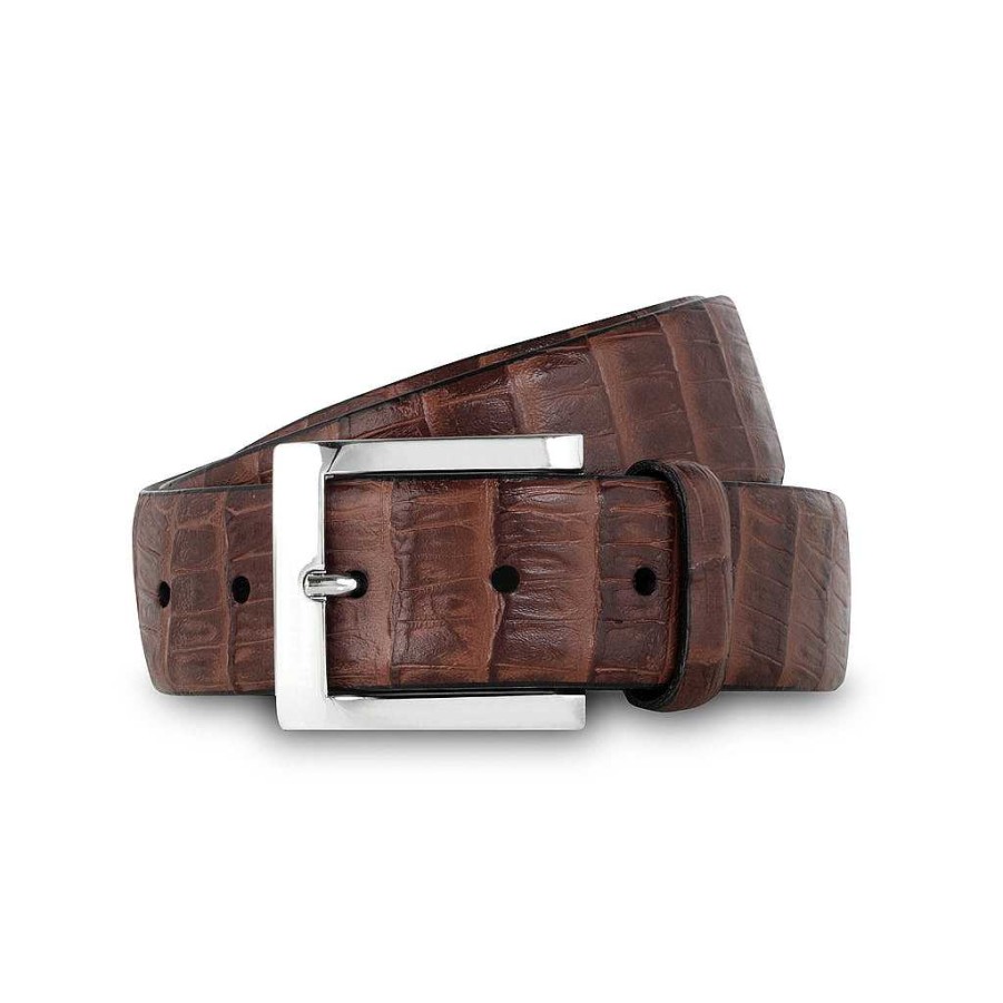 LodinG Brown Crocodile Leather Belt Hot