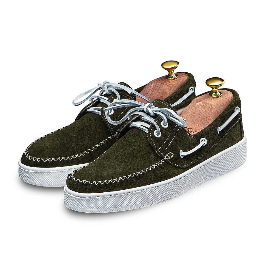 LodinG Torca 1102 Boat Shoes Khaki Suede Calfskin Clearance