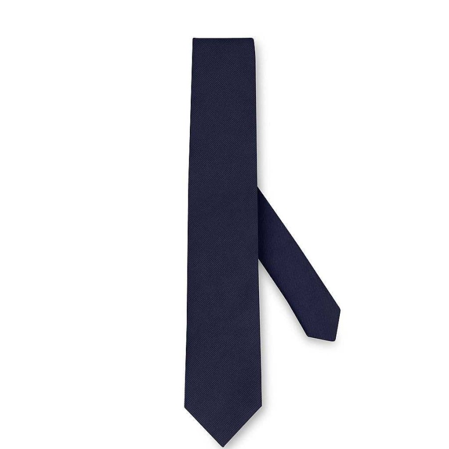 LodinG Pure Silk Tie In Navy Blue Twill Hot