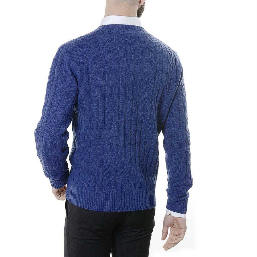 LodinG Blue Wool And Cashmere Cable Sweater New