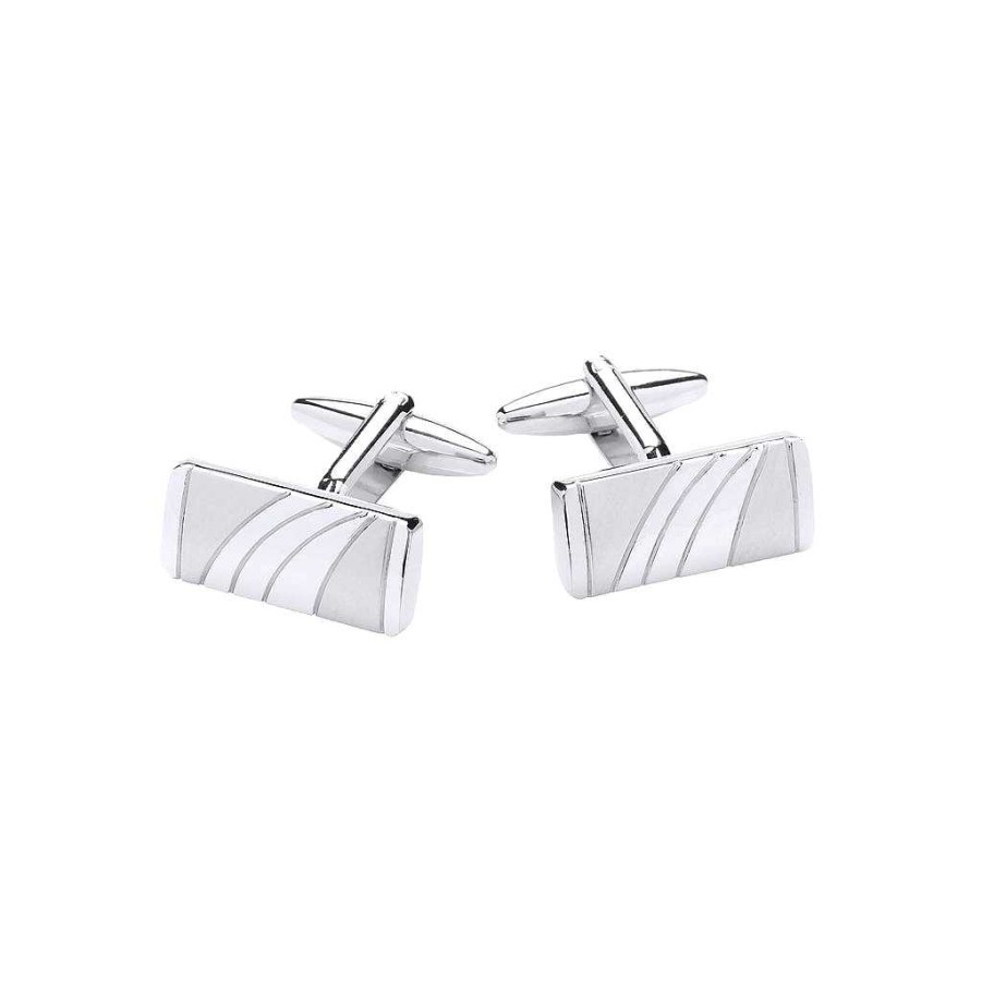 LodinG Brushed And Polished Rectangle Metal Cufflinks Clearance