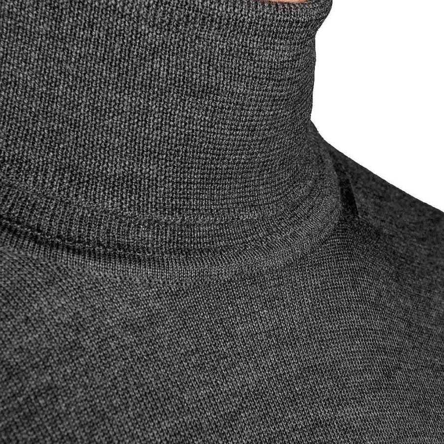 LodinG Turtleneck Sweater 100% Pure Merino Wool Charcoal Gray Best