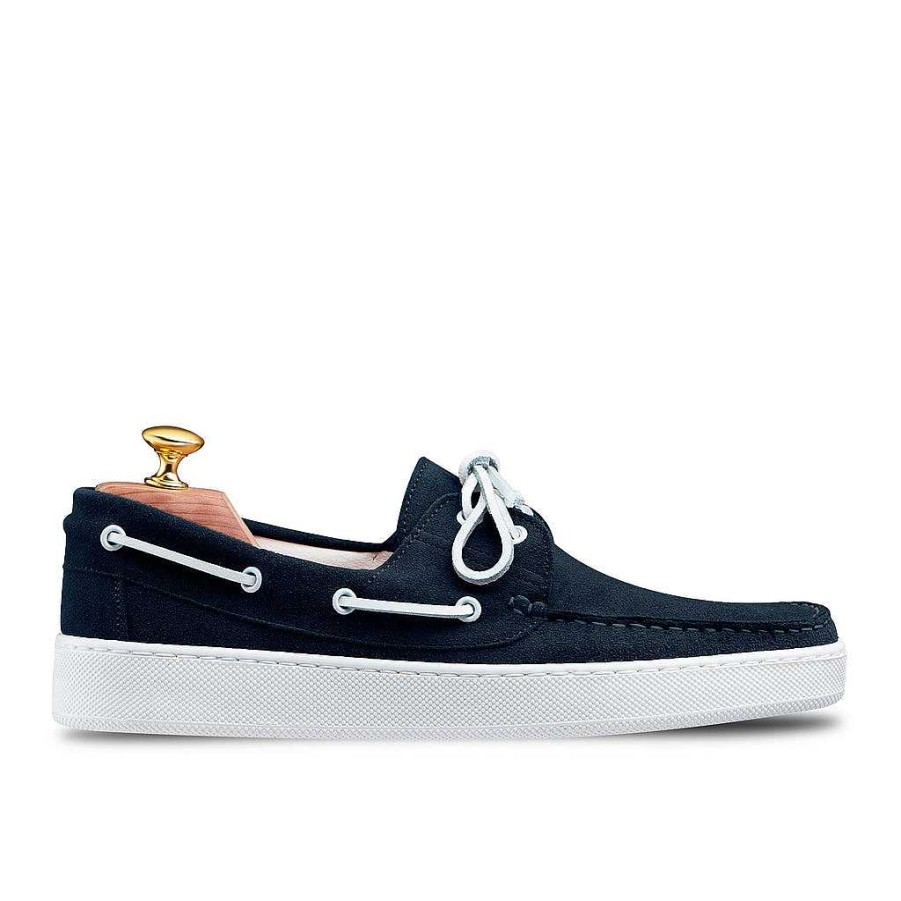 LodinG Torca 1102 Boat Shoes In Navy Blue Suede Calfskin Best