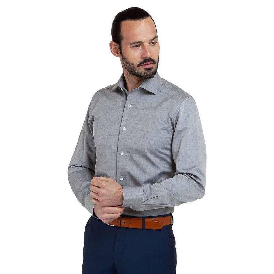 LodinG Gray Fancy Fitted Shirt Blue Patterns Hot