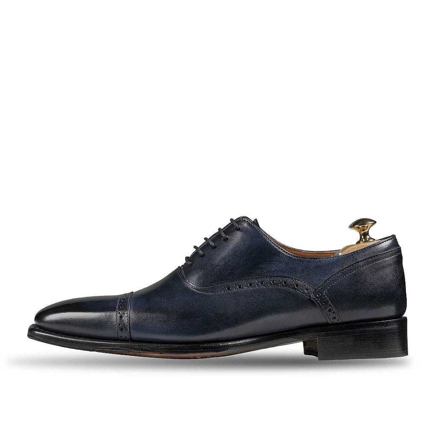 LodinG Richelieu With Floral Stitching Iseo 386 Blue Clearance