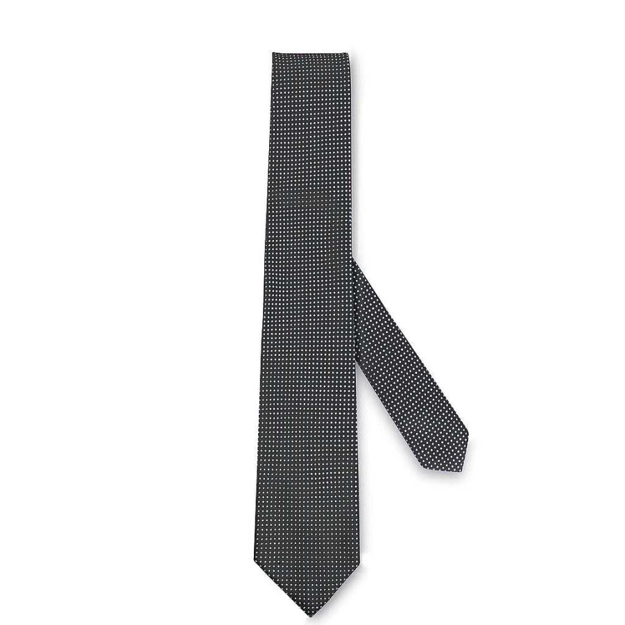 LodinG Polka Dot Tie In Pure Silk Anthracite Sky Polka Dots Hot