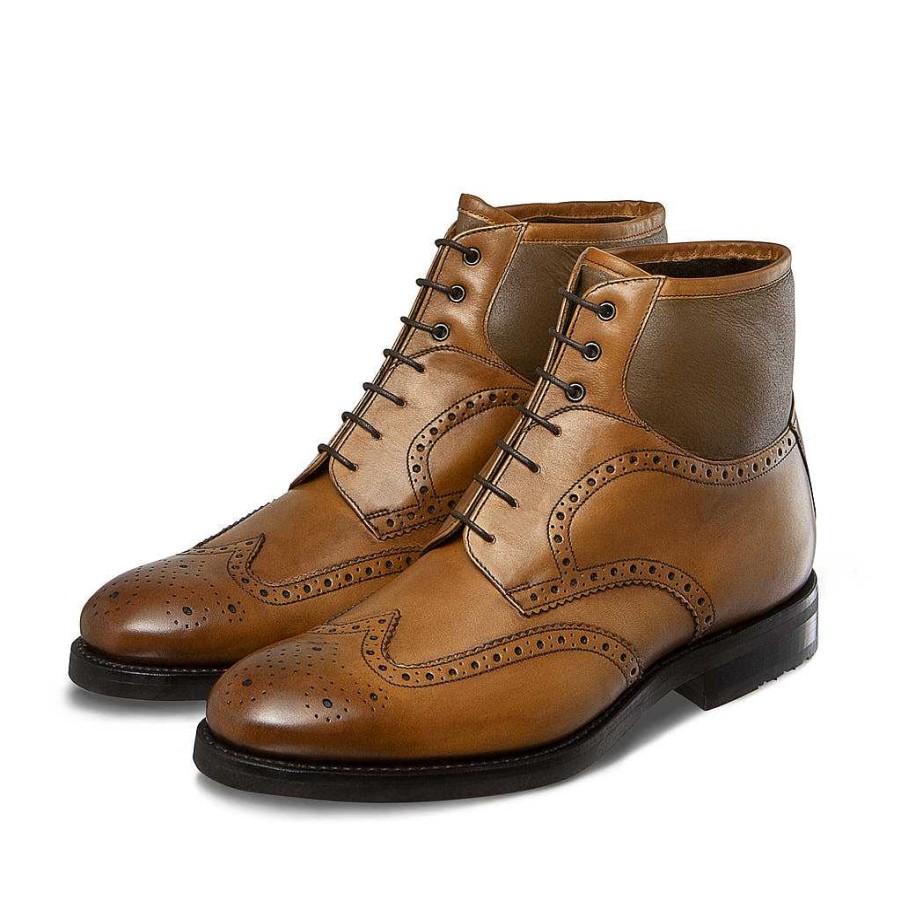 LodinG Taimyr Lined Brogue Ankle Boots 322 Armagnac New