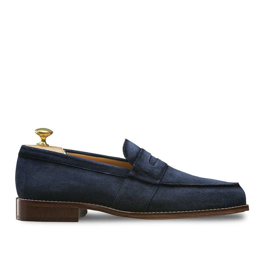 LodinG Navy Blue Velvet Calfskin Moccasin Arizona 1006 Online