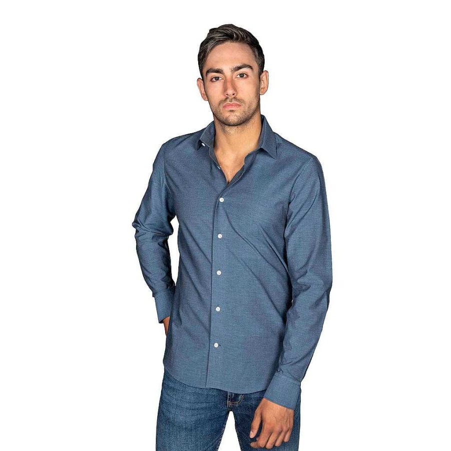 LodinG Blue Slim Fit Shirt With Diamond Patterns Clearance