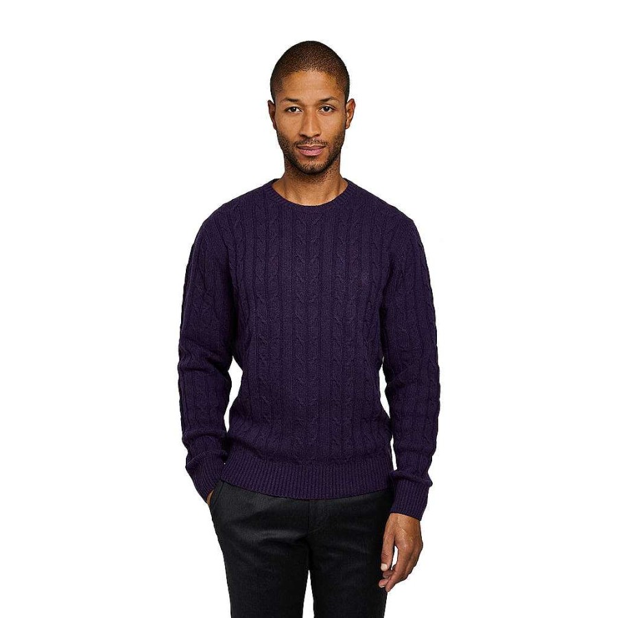 LodinG Purple Wool And Cashmere Cable Sweater New