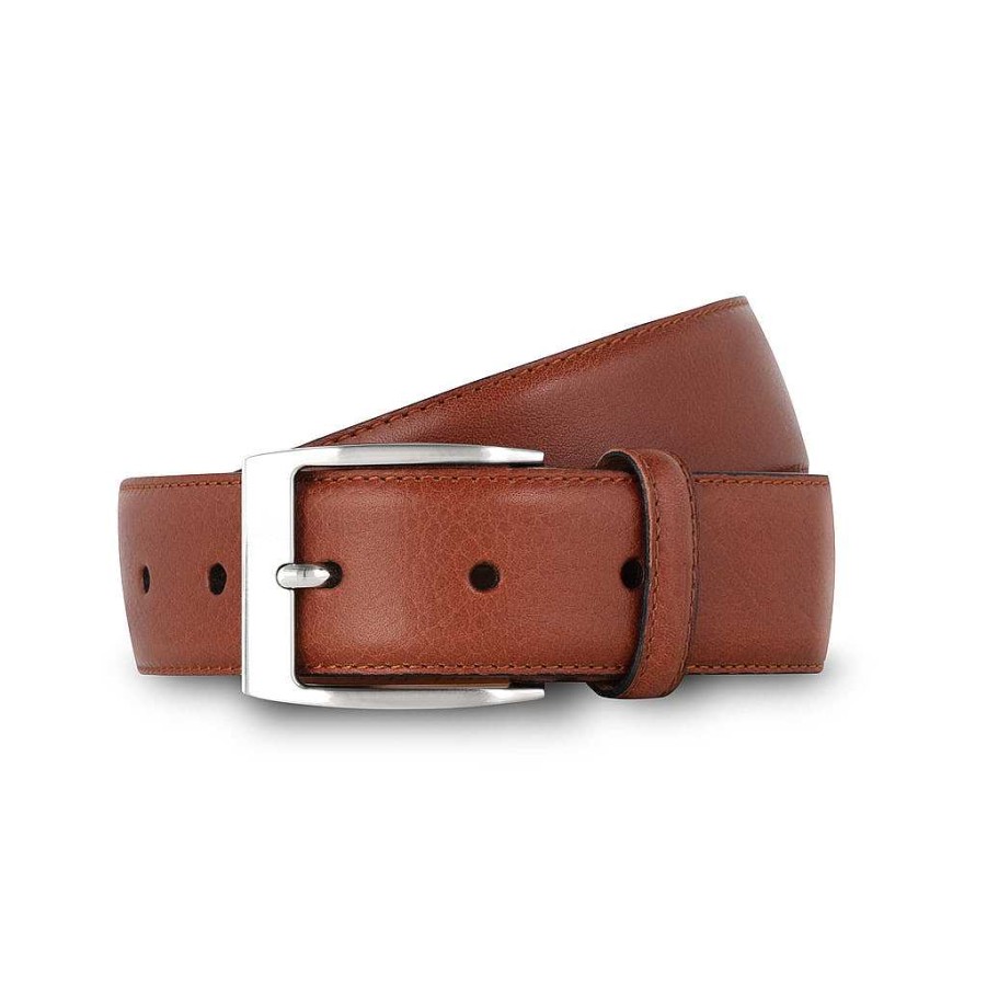 LodinG Men'S Gold Grain Leather Belt Clearance