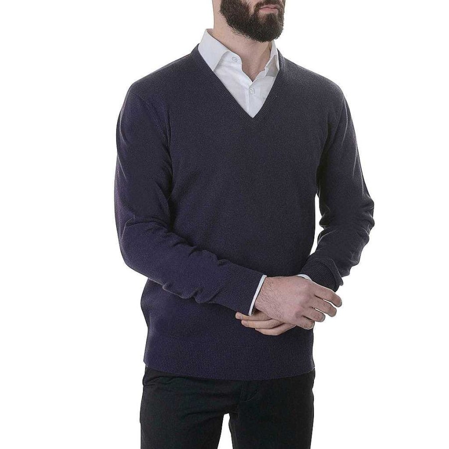 LodinG Purple 100% Cashmere V-Neck Sweater Online