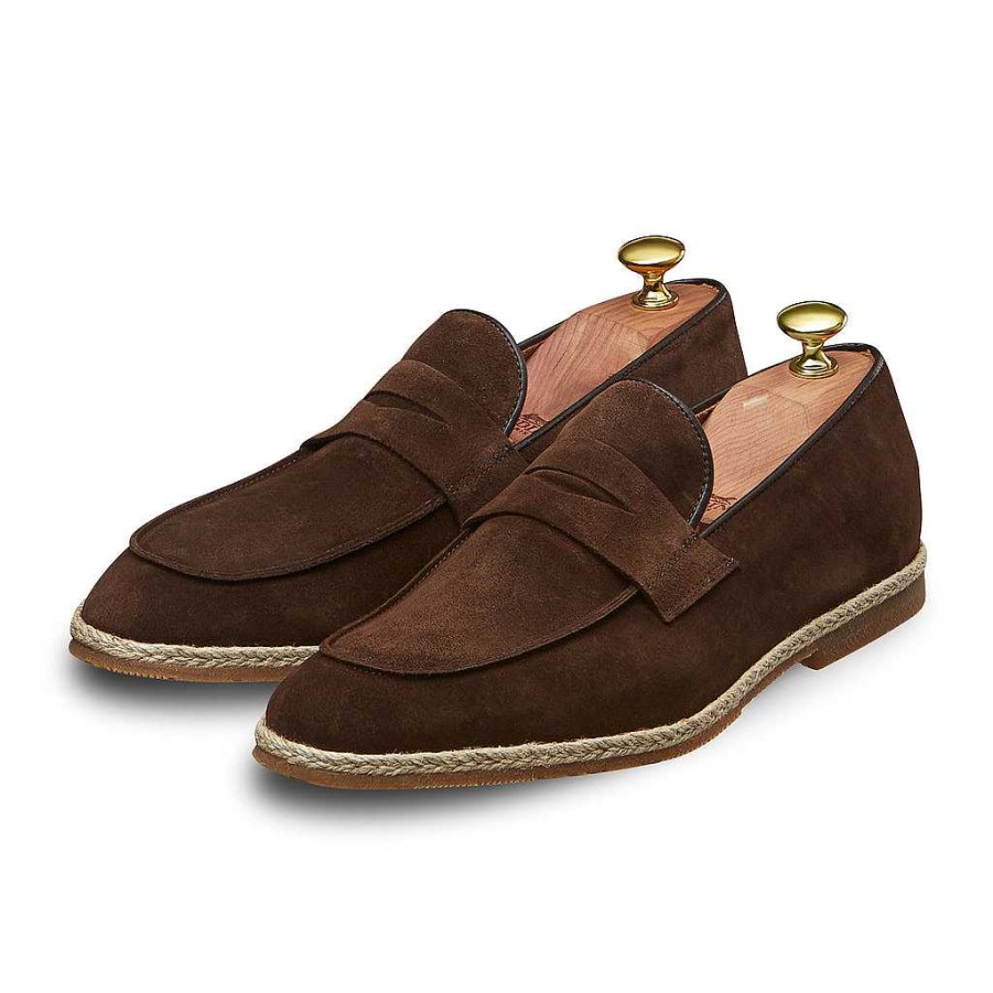 LodinG Capri 1100 Brown Suede Calfskin Espadrille Moccasin Clearance