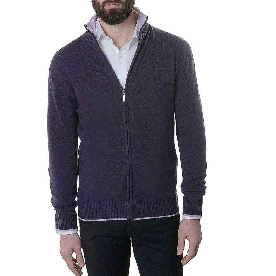 LodinG 100% Cashmere Zip Vest Purple / Parma Wholesale